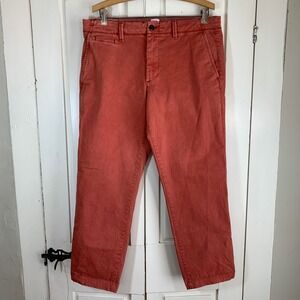 GAP Men Slim Vintage W Terra Cotta Chino Pants 33x27 Hemmed Preppy Nantucket Red